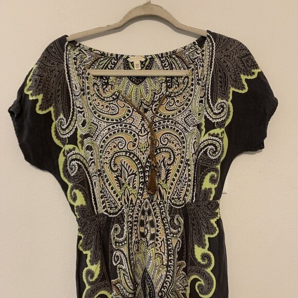 Sonoma Multicolor Bohemian Print Stretch Smocked Waist A-Line Dress - Picture 2 of 6